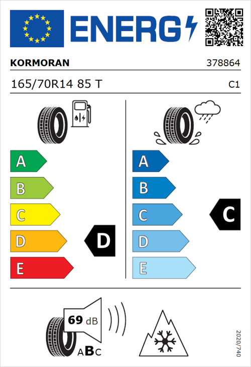 Tyre Label for Kormoran All Season 165/70R14 85T