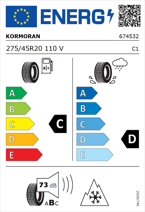 Tyre Label for Kormoran SUV Snow 275/45R20 110V