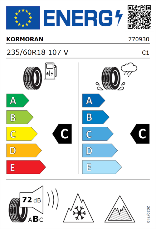 Tyre Label for Kormoran SUV Snow 235/60R18 107V